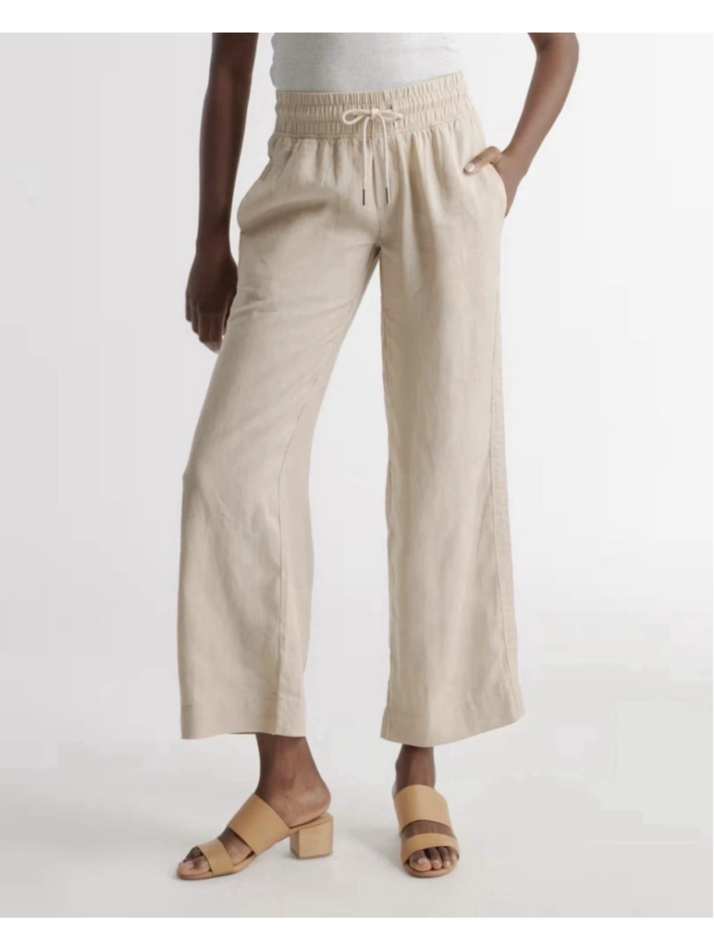NWT Quince European 100% Linen Pants Driftwood Small Coastal Beachy Lightweight